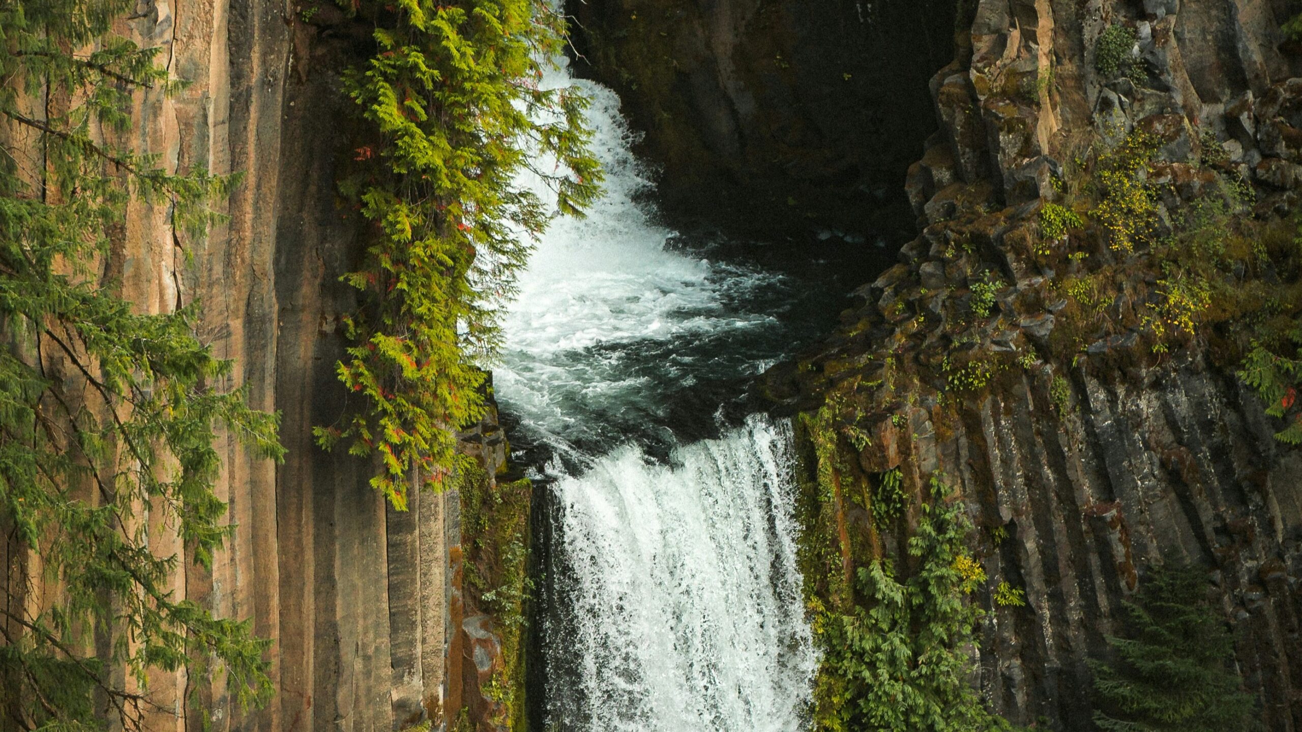 waterfall with a rocky surrouding
